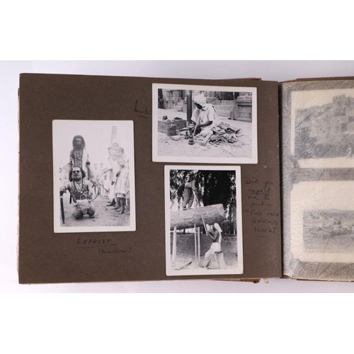 49 - A post and WWII black and white photograph album of a Middle East military tour, to include images o... 