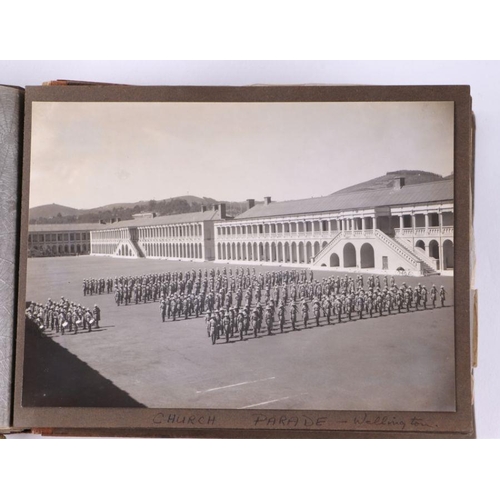 49 - A post and WWII black and white photograph album of a Middle East military tour, to include images o... 