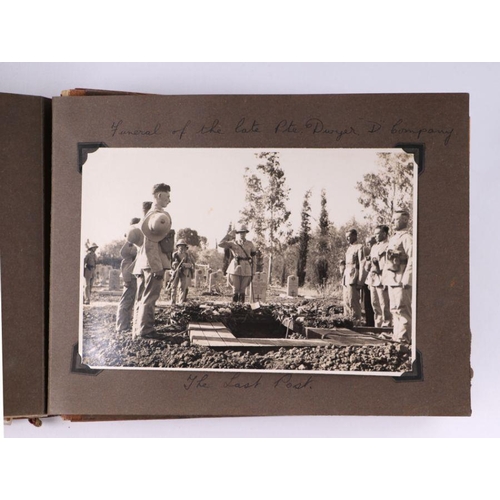 49 - A post and WWII black and white photograph album of a Middle East military tour, to include images o... 