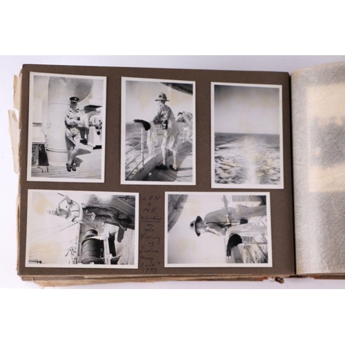 49 - A post and WWII black and white photograph album of a Middle East military tour, to include images o... 