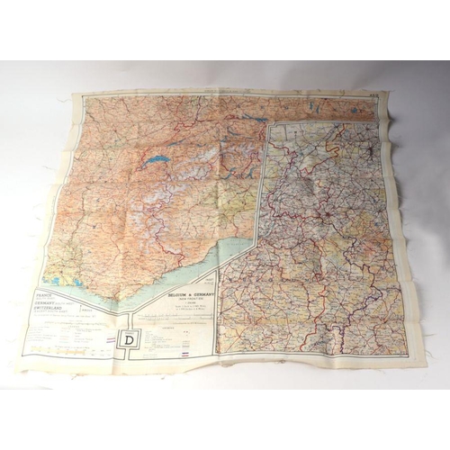 61 - A Royal Air Force double sided silk escape map of Germany, France, Belgium, Holland and Switzerland.... 