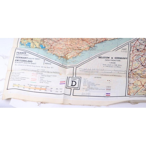 61 - A Royal Air Force double sided silk escape map of Germany, France, Belgium, Holland and Switzerland.... 