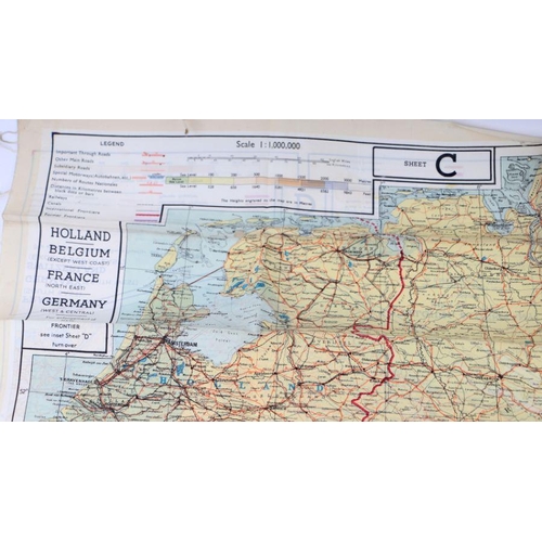 61 - A Royal Air Force double sided silk escape map of Germany, France, Belgium, Holland and Switzerland.... 