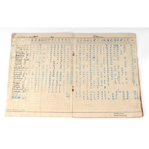 74 - A WW2 Home Guard Register of Attendance for the Towcester Battalion C Company No.1 Silverstone Plato... 