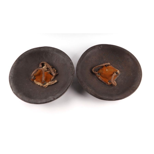 80 - A matched pair of 19th century brass Dhal Benares shields, each approx 37cms diameter (2).