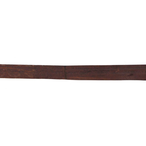 803 - An Islamic type steel short sword, the steel blade with double fuller, 100cms long.