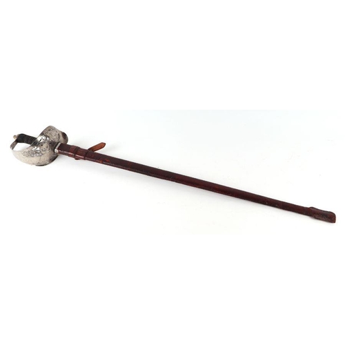 805 - A George V dress sword by C Boyton, in a leather scabbard, 103cms long.