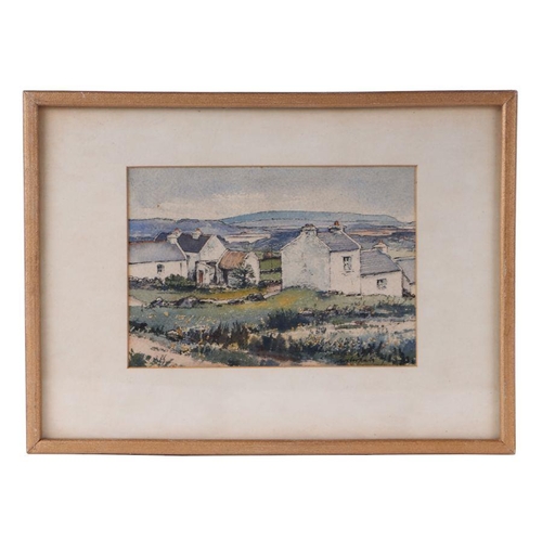 834 - Hans Weberpals - White Painted Cottages - signed lower right, watercolour, framed & glazed, 17 b... 