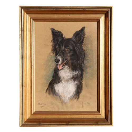 840 - Marjory Cox (modern British) - Portrait of Misty, the Border Collie - pastel, signed & dated 197... 