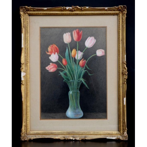 848 - G H Jenkins (modern British) - Still Life of Tulips in a Glass Vase - watercolour, signed lower left... 