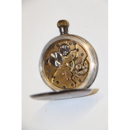 1046 - A group of silver cased open faced pocket watches, the white enamel dials with Roman numerals and su... 