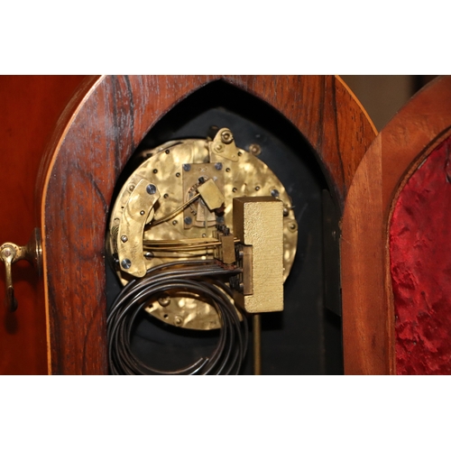 307 - An Edwardian mantle clock, the silvered dial with Roman numerals and fitted with a three-train movem... 