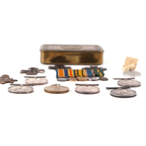 116 - Five 1914-1918 war medals, all named; together with a 1914-15 Star named to Private T E Dunning; a W... 