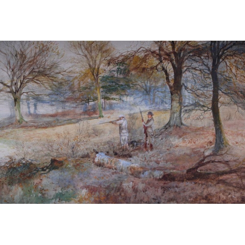 202 - Arthur Willett (1857-1918) - Gentlemen Rabbit Shooting - watercolour, signed lower left, framed &... 