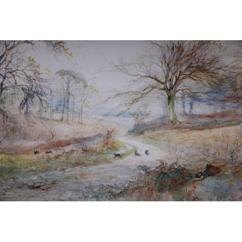 202 - Arthur Willett (1857-1918) - Gentlemen Rabbit Shooting - watercolour, signed lower left, framed &... 