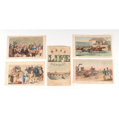 213 - A set of eleven early 19th century hand coloured engravings from Real Life In London, printed in 182... 