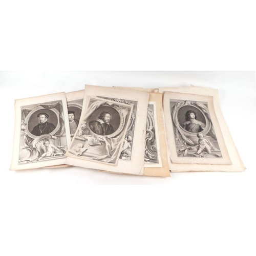 214 - A quantity of 18th and 19th century engravings of famous 16th and 17th century nobility and famous c... 