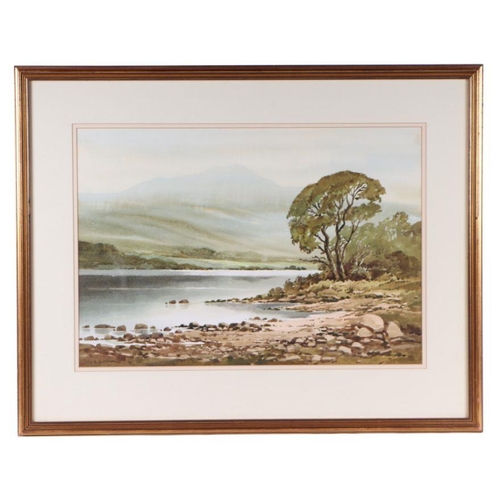 216 - Keith Burtonshaw (20th century British) - a pair of lakeside landscape scenes, signed lower left, wa... 