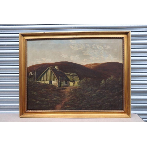 249 - Alfred Andersen - Highland Landscape Scene with Central Cottage - signed lower right, oil on canvas,... 