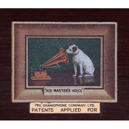 25 - His Master's Voice mahogany cased table-top gramophone.