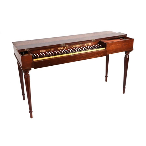 27 - A Johannes Morley London Fecit clavichord in a mahogany case, on tapering reeded legs, 138cms wide, ... 