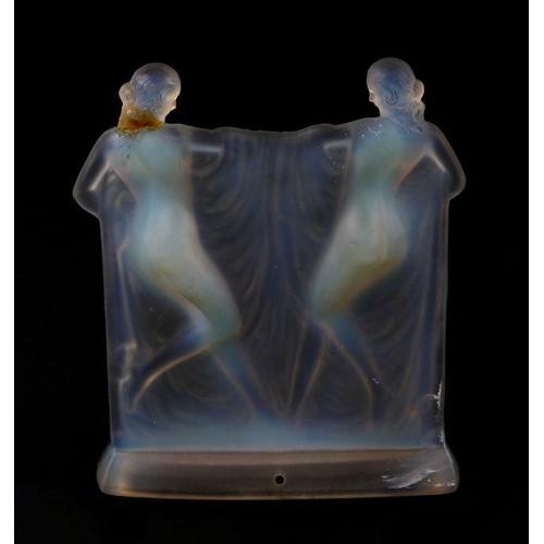 308 - A Rene Lalique style early 20th century opalescent glass figural group depicting two female nudes st... 