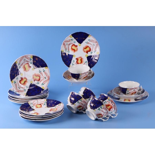 349 - A 19th century Gaudy Welsh part tea set.