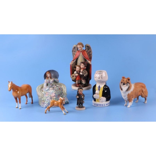 356 - Three pieces of Belleek porcelain; together with a matt finish Beswick figure of a Collie dog; a Bes... 