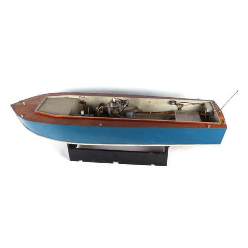 41 - A  large 1950's scratch built river cruiser with painted wooden hull, removable cabin section reveal... 