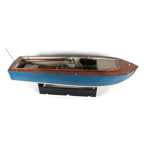 41 - A  large 1950's scratch built river cruiser with painted wooden hull, removable cabin section reveal... 