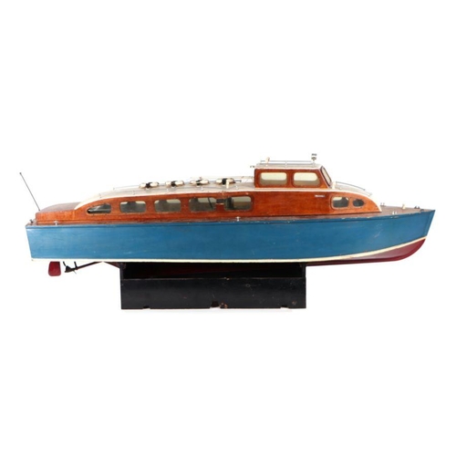 41 - A  large 1950's scratch built river cruiser with painted wooden hull, removable cabin section reveal... 