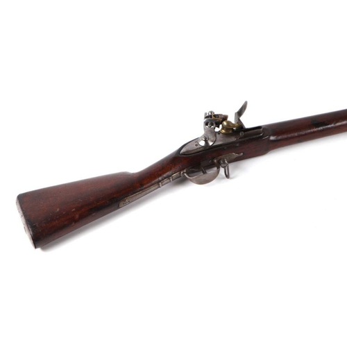 46 - An early 19th century Dutch flintlock rifle, the barrel with proof marks, suspension loops and ram r... 