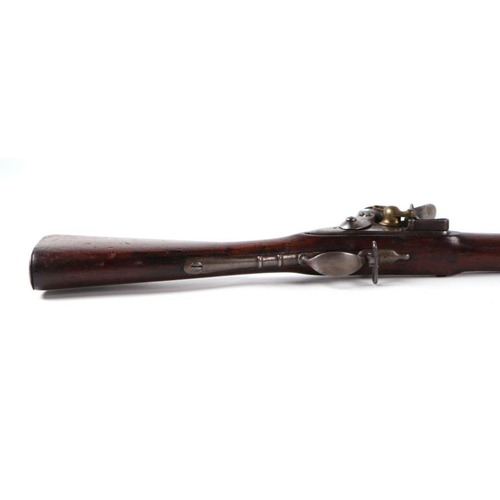 46 - An early 19th century Dutch flintlock rifle, the barrel with proof marks, suspension loops and ram r... 