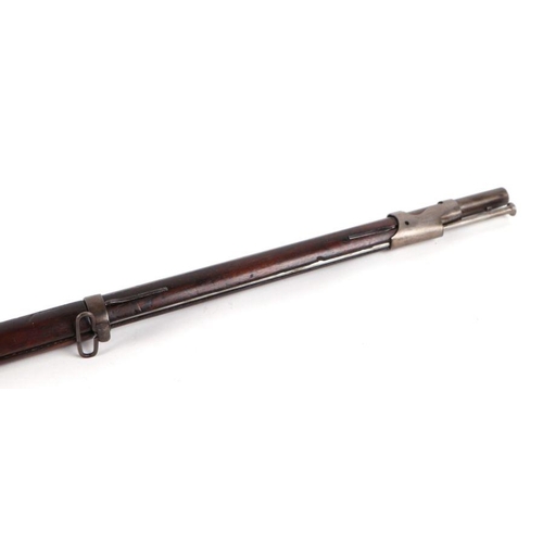 46 - An early 19th century Dutch flintlock rifle, the barrel with proof marks, suspension loops and ram r... 