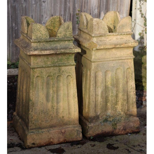 8 - A pair of pottery chimneypot planters, 72cms high (2).