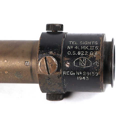 92 - A military WWII telescopic sight, number 41.Mk IIS, registration no. 29159, 40cms long; together wit... 