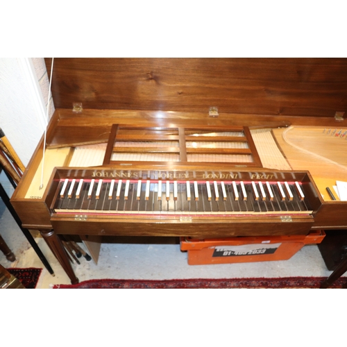 27 - A Johannes Morley London Fecit clavichord in a mahogany case, on tapering reeded legs, 138cms wide, ... 