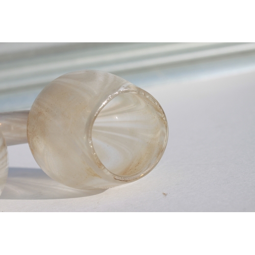 303 - A Victorian Nailsea type glass pipe, approx 32cms long.