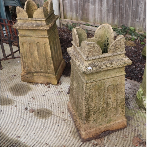 8 - A pair of pottery chimneypot planters, 72cms high (2).