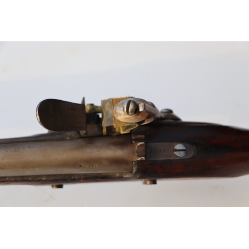 46 - An early 19th century Dutch flintlock rifle, the barrel with proof marks, suspension loops and ram r... 