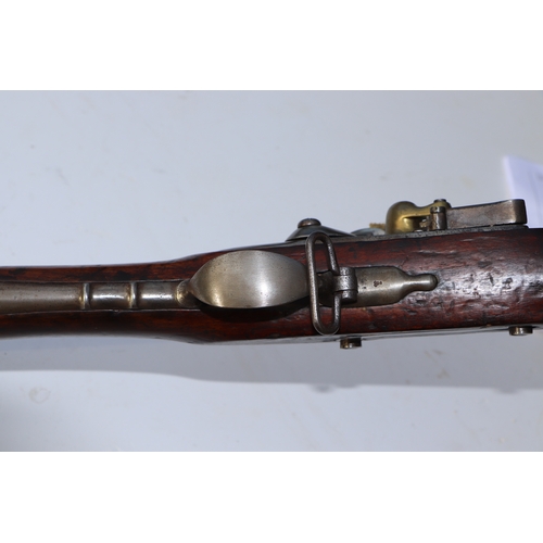 46 - An early 19th century Dutch flintlock rifle, the barrel with proof marks, suspension loops and ram r... 