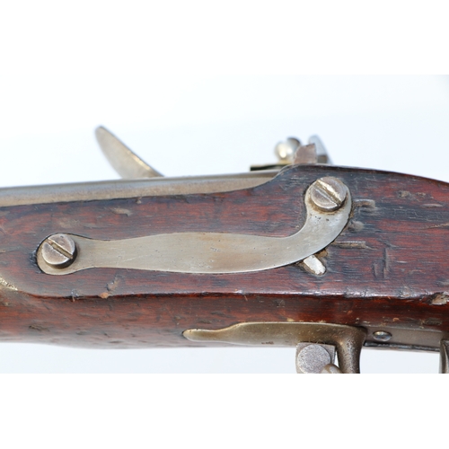 46 - An early 19th century Dutch flintlock rifle, the barrel with proof marks, suspension loops and ram r... 