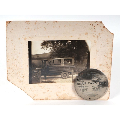 110 - Bean:  An early 20th century black & white photograph of a Bean bus, 15 by 11cms; together with ... 