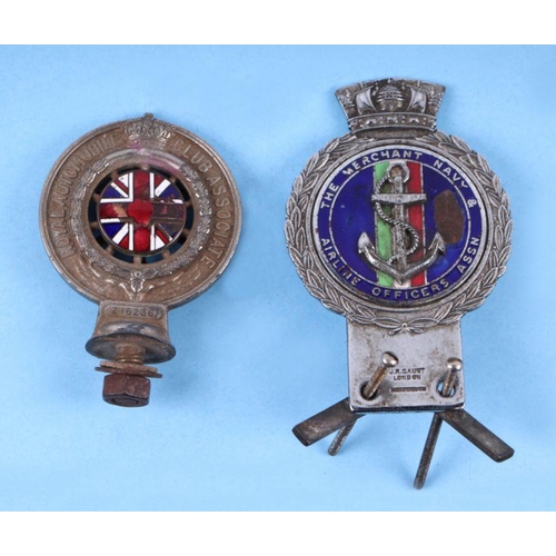 115 - A Merchant Navy Airline Officer's car badge; together with an RAC Associates car badge (2).