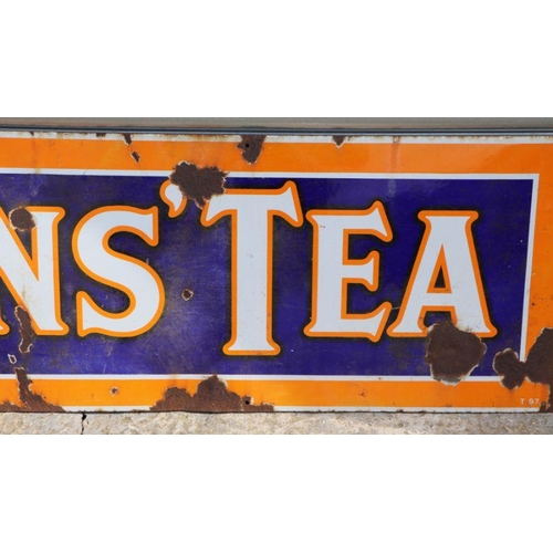 117 - An original Lion's Tea enamel advertising sign, 153 by 46cms.Condition Report There are areas of ena... 