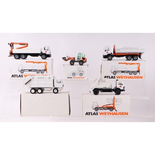 145 - A small collection of Atlas Weyhausen Commercial vehicles including a six-wheel lorry with Hiab, ski... 