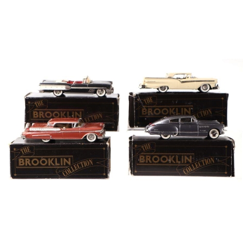 168 - Four Brooklin 1/43 scale diecast cars comprising 1949 Buick Roadster, 1958 Pontiac Bonneville Conver... 