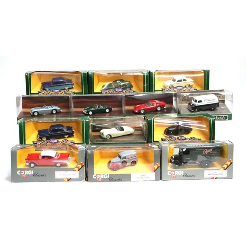 187 - Assorted Corgi classic cars including Ford Lotus Cortina, Jaguar Mk 2, Ferrari 250GTO, Austin-Healey... 