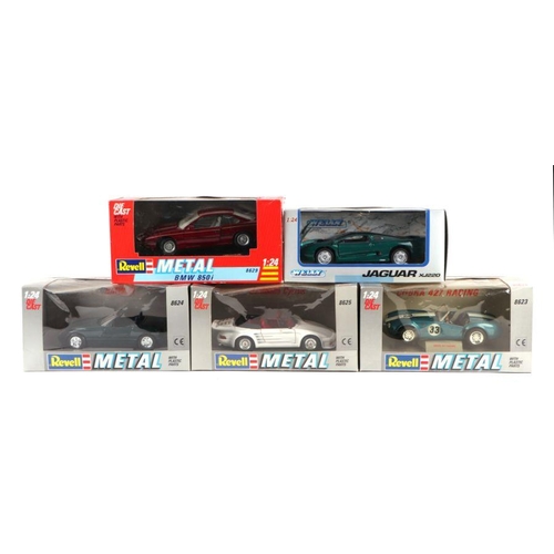 204 - Five 1-18 scale diecast cars comprising Revel BMW Z1, Porsche 911 Gemballa Cyrrus, BMW 850i,  AC Cob... 