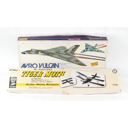 220 - A Micro-Mold Avoncraft Cub Glider, boxed, a Keil Kraft De Havilland Tiger Moth kit and an Avro Vulca... 